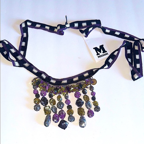 Stunning Missoni Purple and Gold Dangle Necklace - Picture 7 of 11